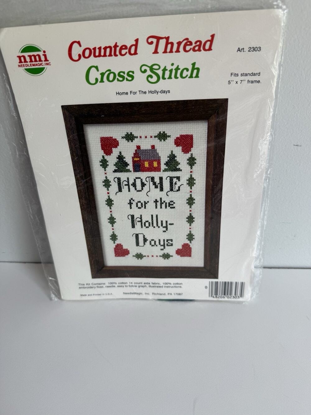 NEW Needle Magic NMI Counted Cross Stitch Christmas Kit HOME FOR THE HOLLY-DAYS
